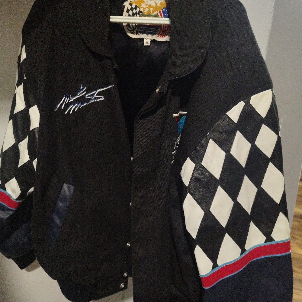 Men's Black and White Checkered Bomber Jacket
